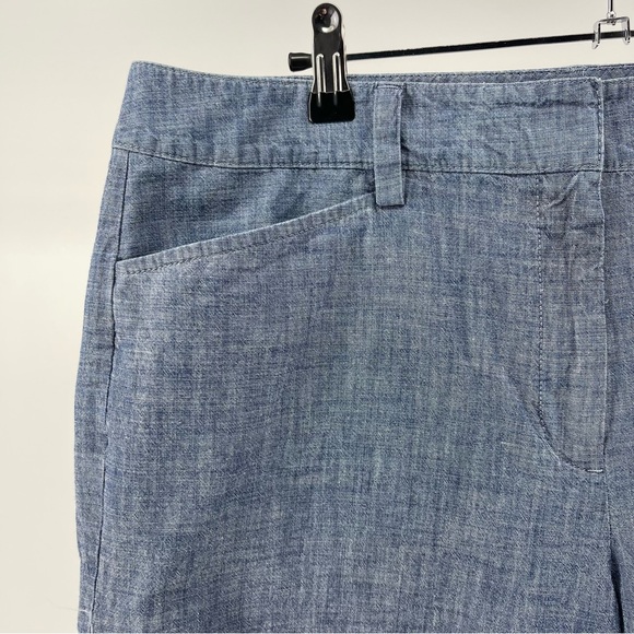 Lands' End Chambray Mid-Rise Bermuda Shorts, 100% Cotton, Women's 14 - Picture 3 of 9